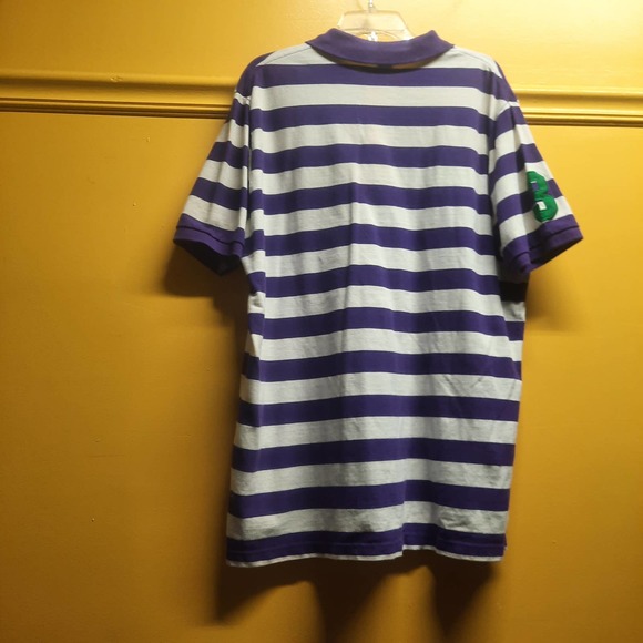 US POLO ASSN Purple White Stripe Rugby short sleeve top XL - Picture 2 of 5
